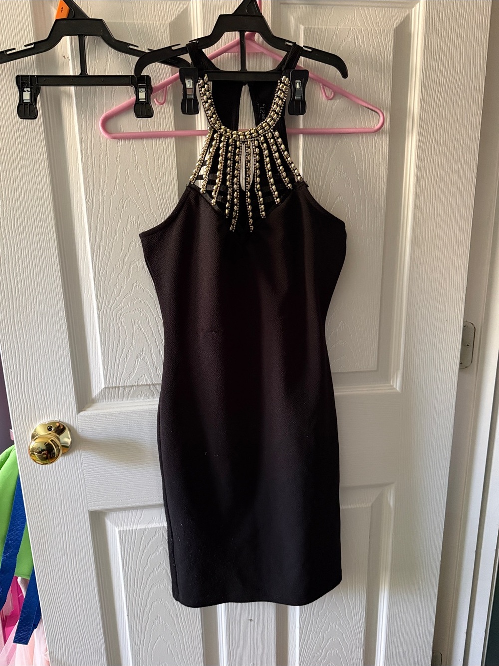 Rue21 Black Halter Mini Dress with Beaded Neckline